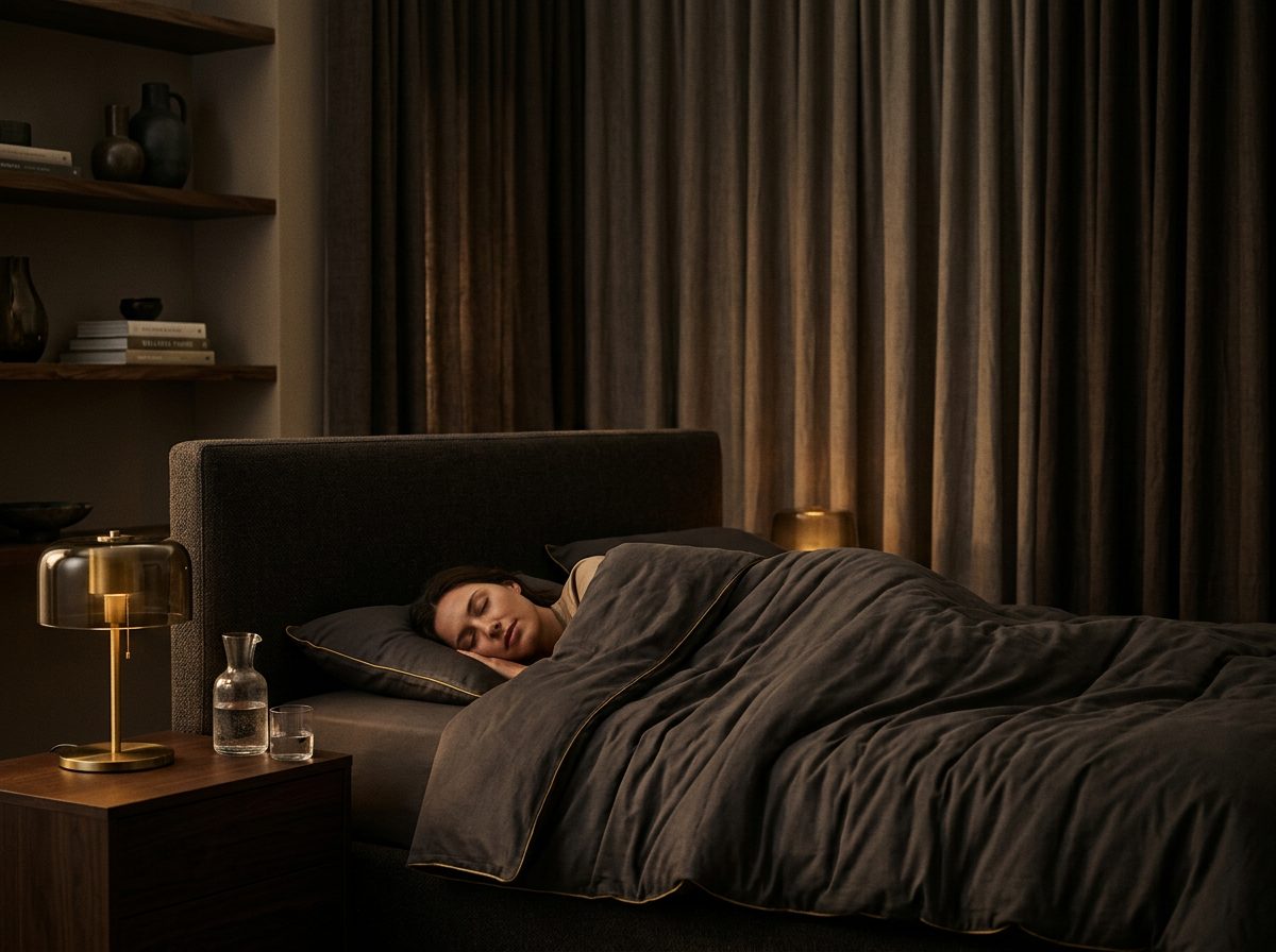 Chambre sobre et aérée, voilages occultants et fenêtre entrouverte, pour un environnement propice au sommeil